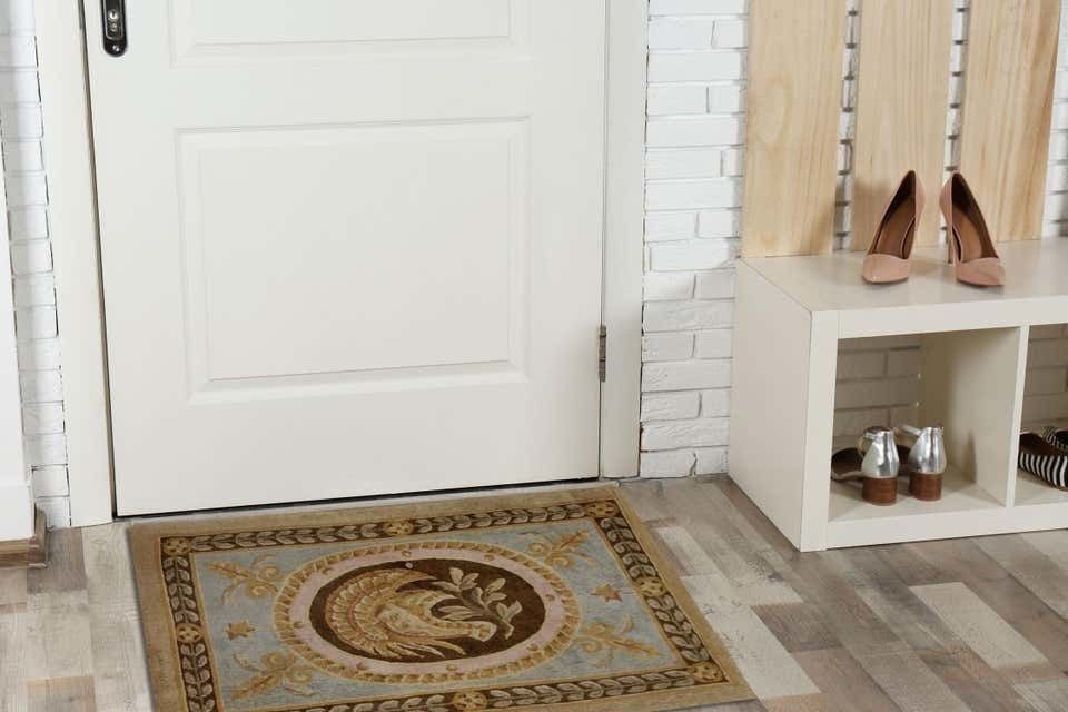 Handmade Carpet, Area Mat Farmhouse Decor Door Mat, Elegant Savonnerie French Style Carpet Rug photo for sale