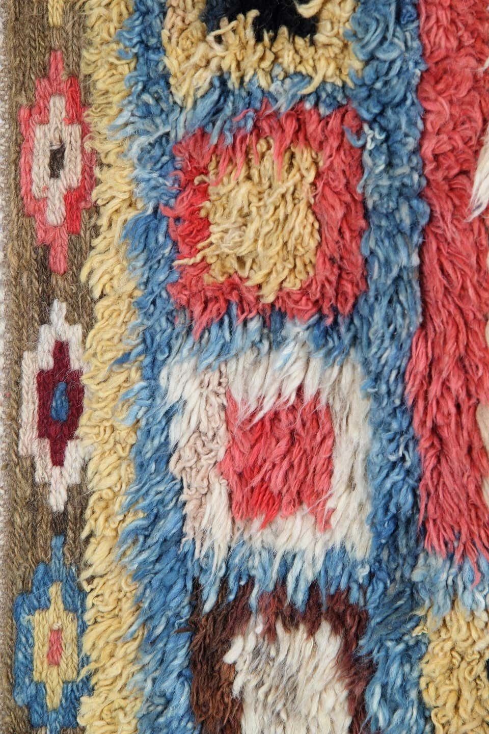 Handmade Moroccan Rugs Striped Runner Shaggy Rugs, Pink And Red Primitive Carpet For Sale photo for sale