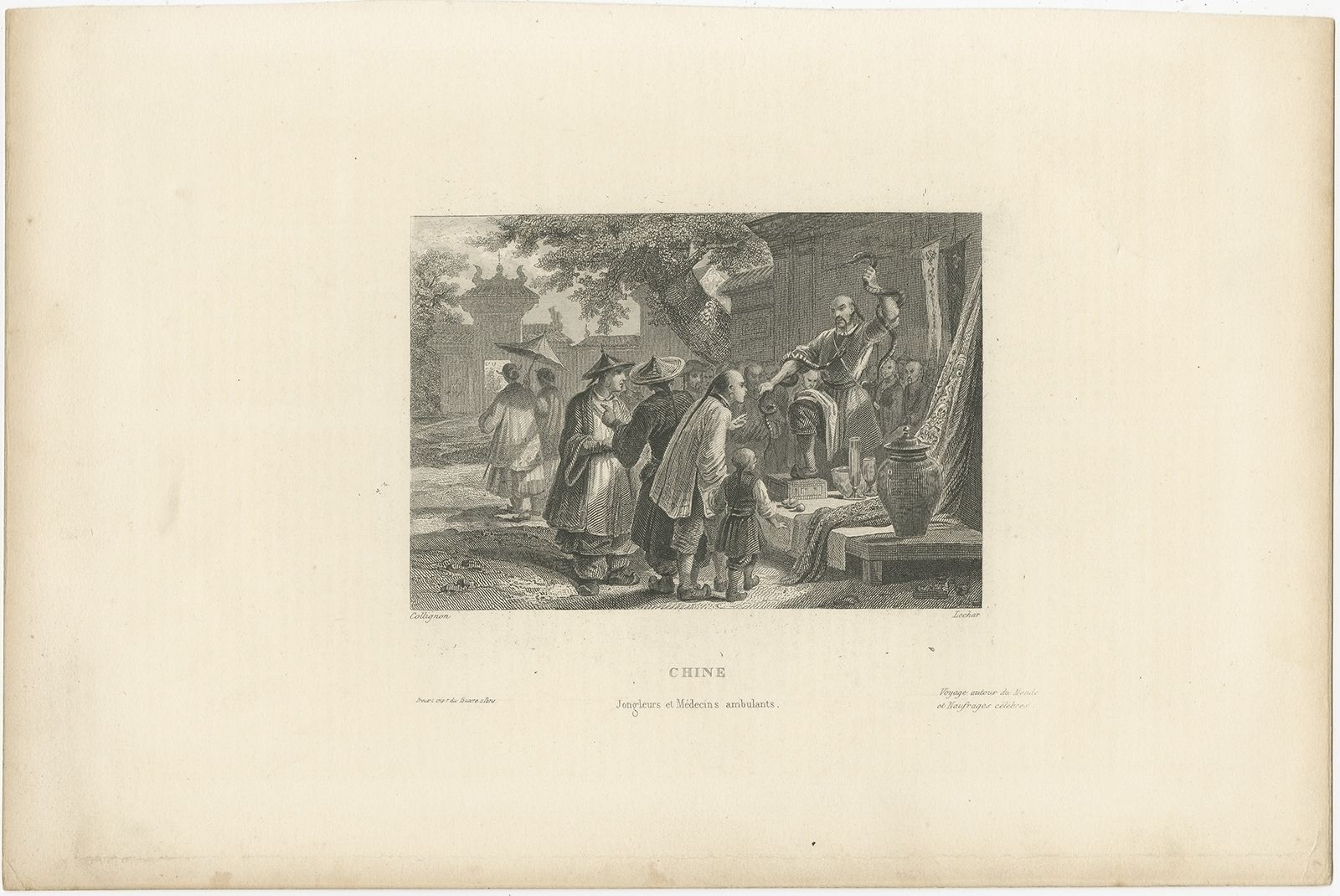 Antique Print Of Chinese Jugglers And Doctors By De Lurcy (1844)