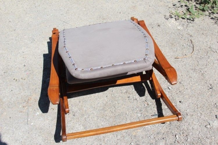 Rocking Chair Folding Wood And Fabric Fratelli Reguitti 1950s photo 1920.0