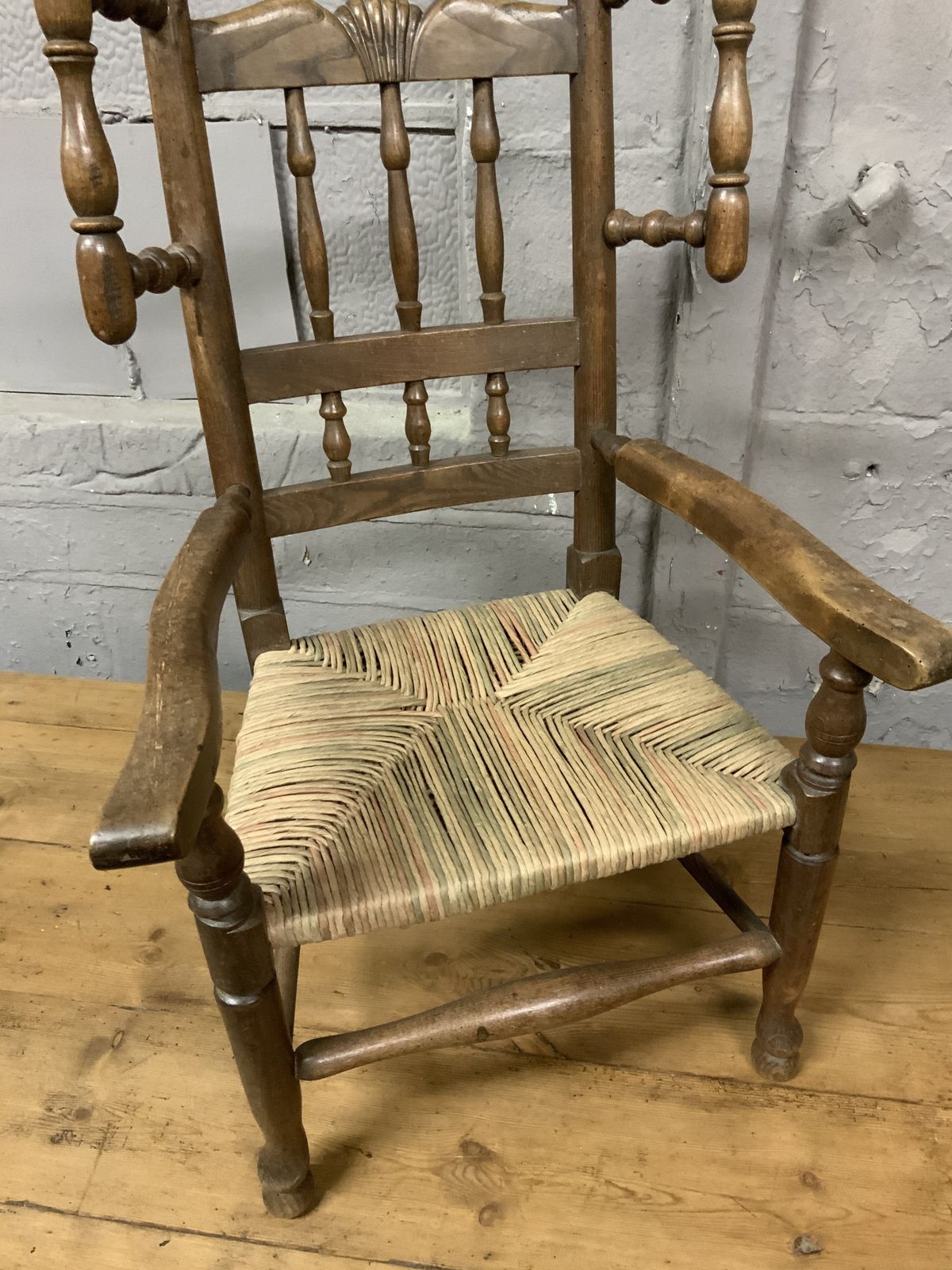 Unusual Antique Child’s Chair With Wool Winding Handles photo furniture