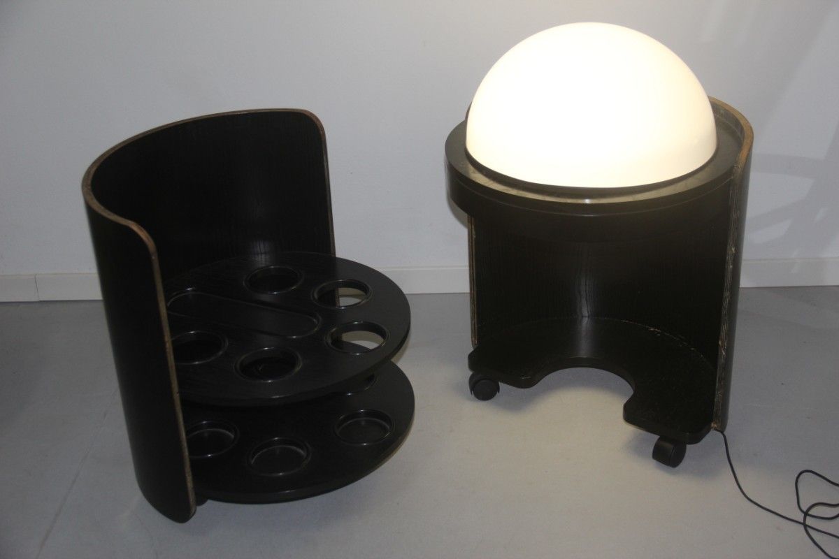 photo for sale Sliding Bar Coffee Table With Integrated Lamps Giorgio Ponti Mariani For Rimadesio 1970.