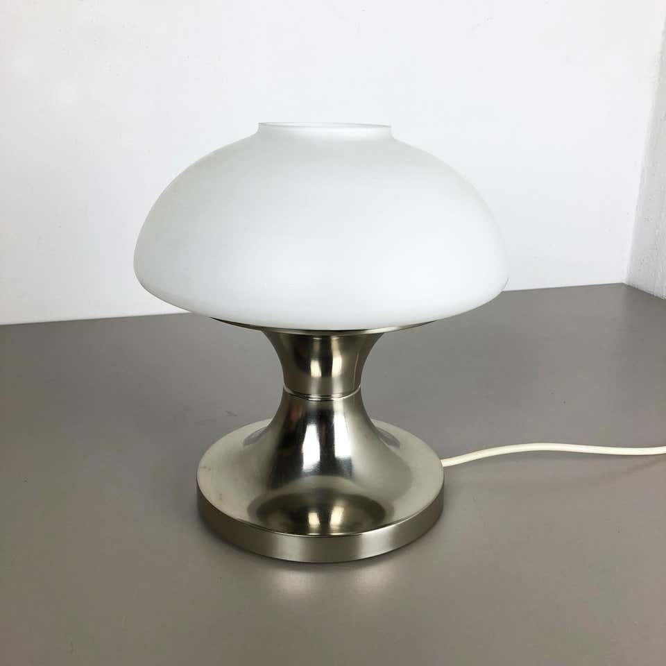 Original Modernist Mushroom Sputnik Table Light With Opal Shade, Italy, 1970s photo for sale