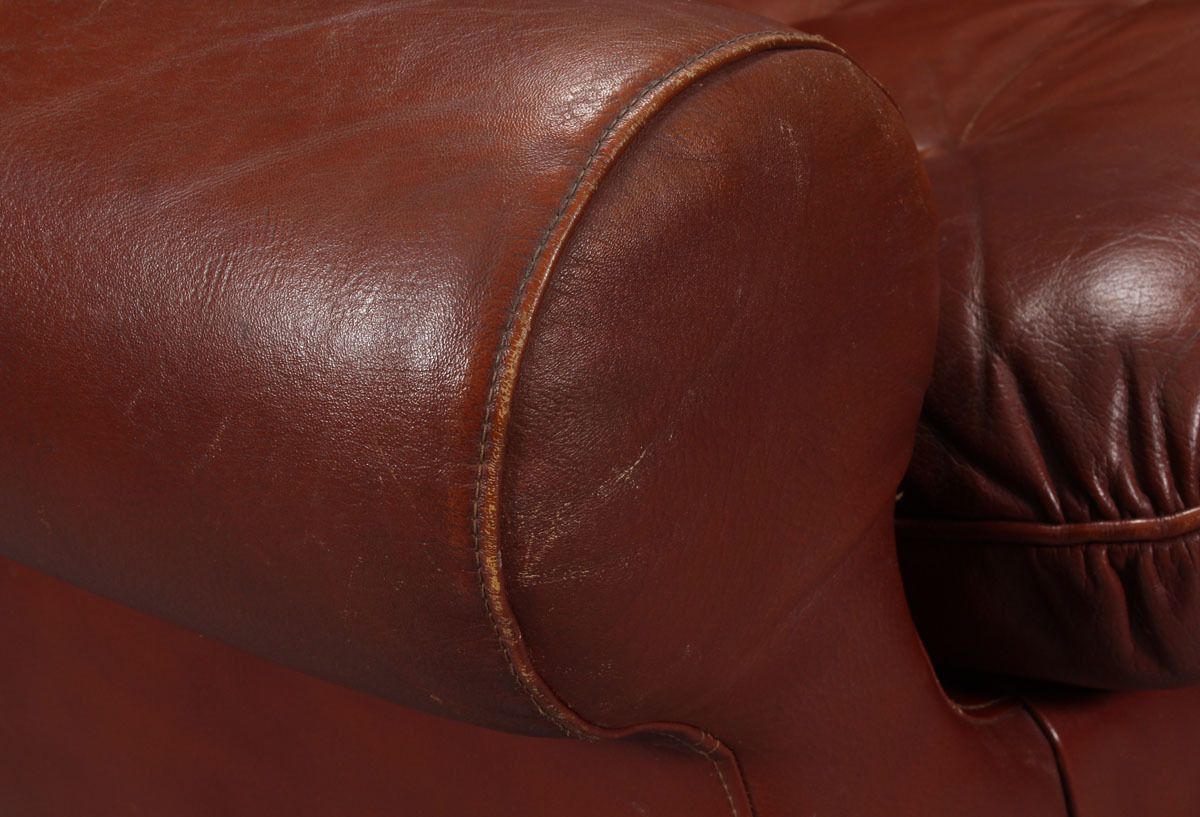 photo furniture Fawn Leather Lounge Including A Sofa And Three Armchairs