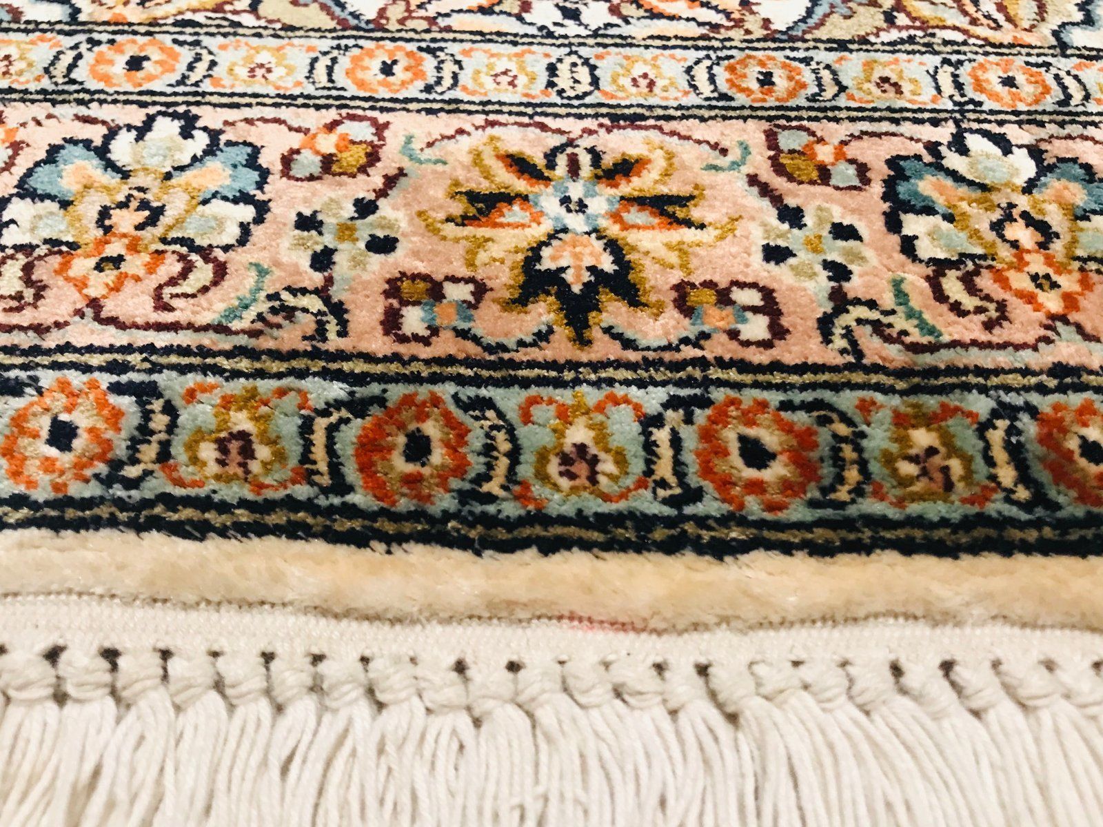 Indian Hand Knotted Silk Carpets, 1970s, Set Of 2 photo buy
