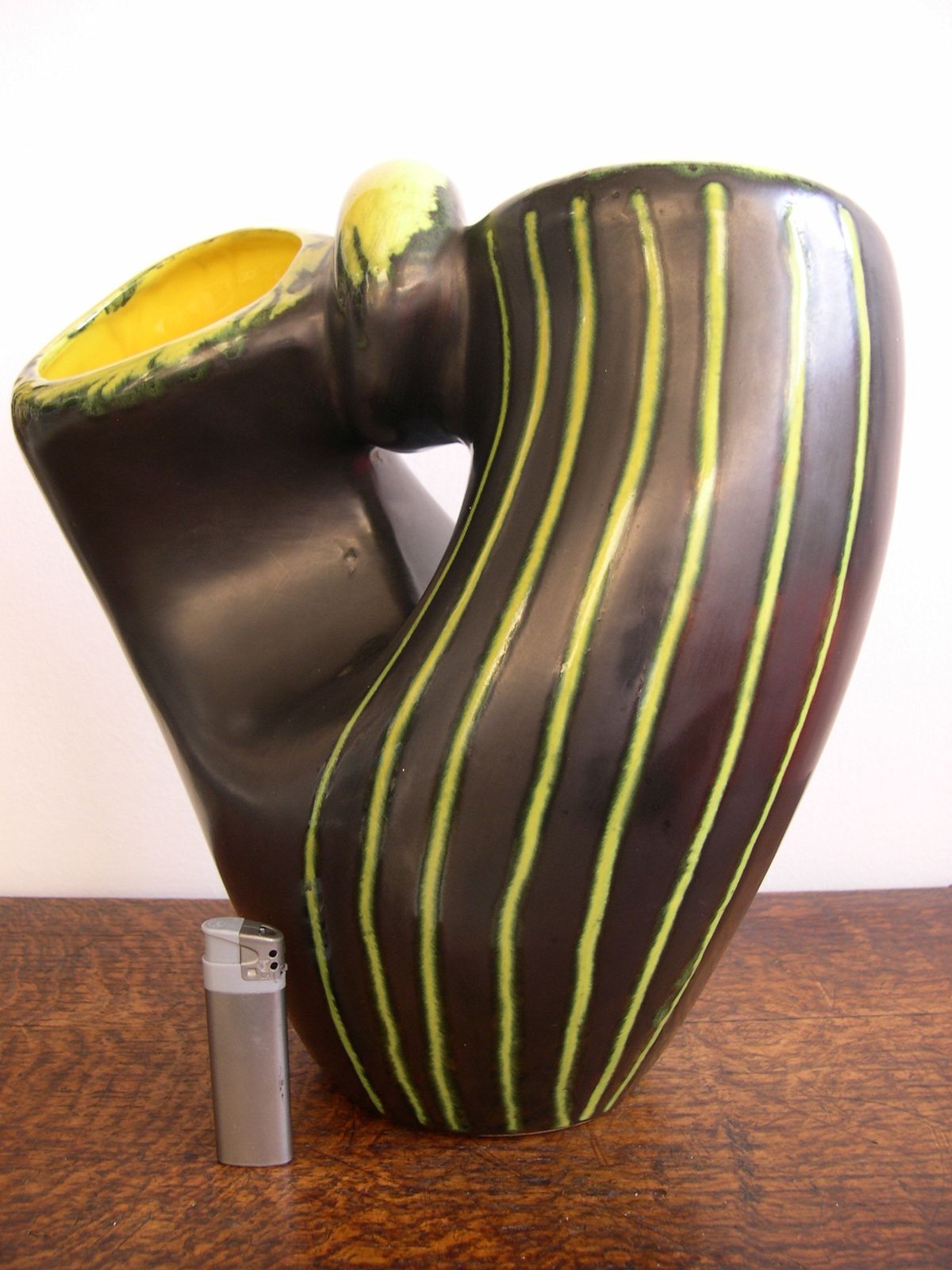 French Ceramic Vase In Bicolour Glazes By Revernay, Vallauris C.1950 photo for sale