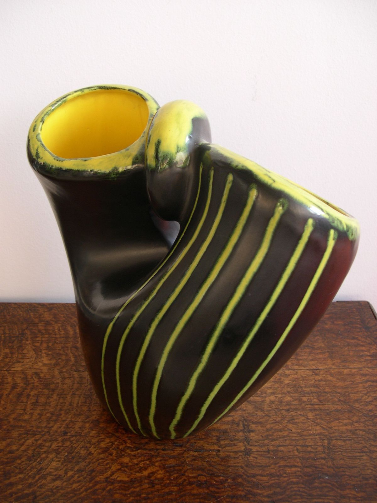 French Ceramic Vase In Bicolour Glazes By Revernay, Vallauris C.1950 photo Home Decor