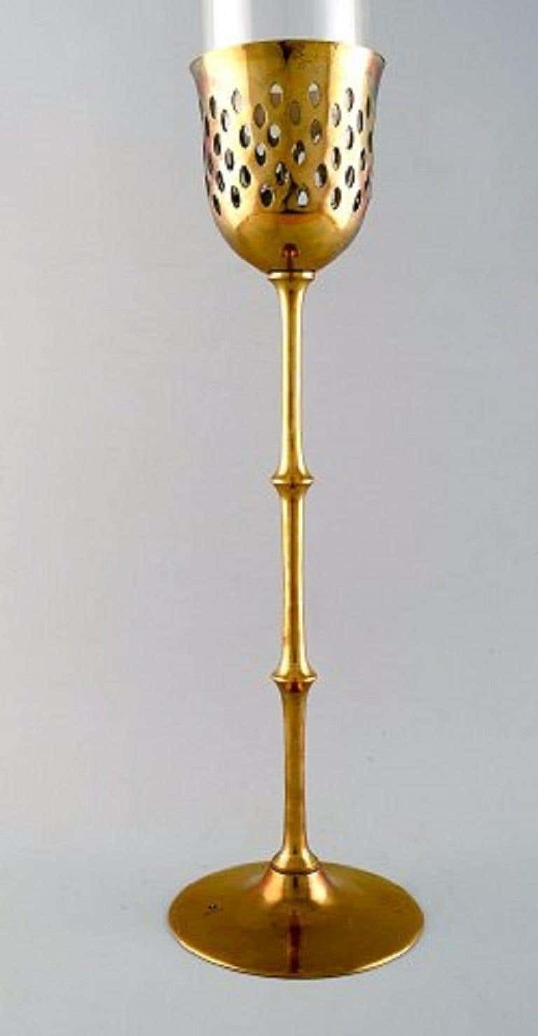 Bjørn Wiinblad ‘1918 2006’, Tall "Hurricane" Candleholder In Brass photo for sale