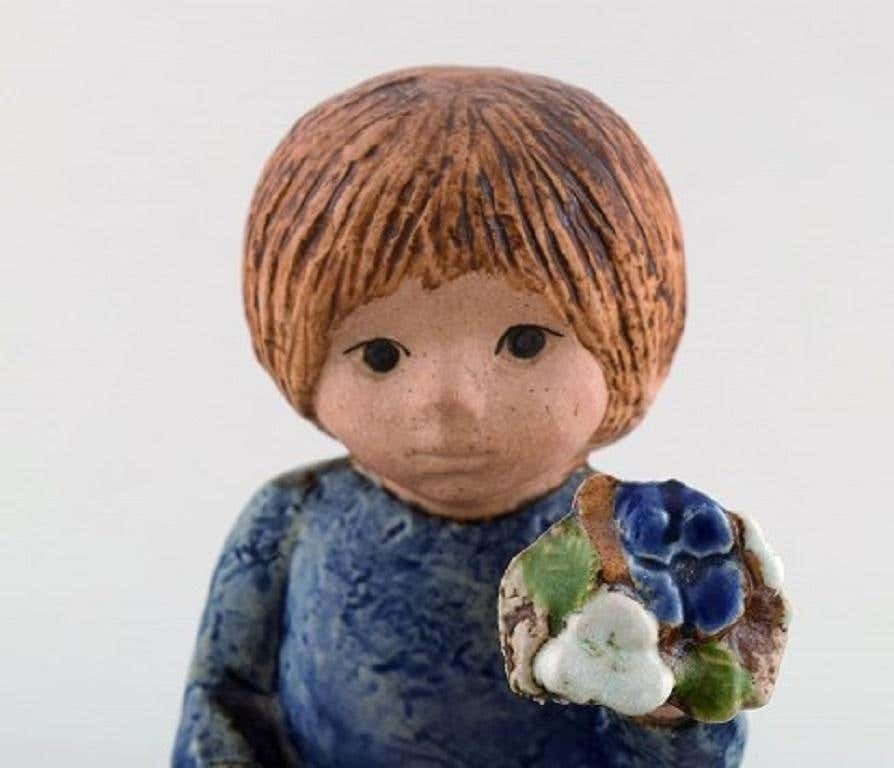 Lisa Larson For Gustavsberg, Girl With Flowers In Glazed Ceramics, 20th Century photo Home Decor