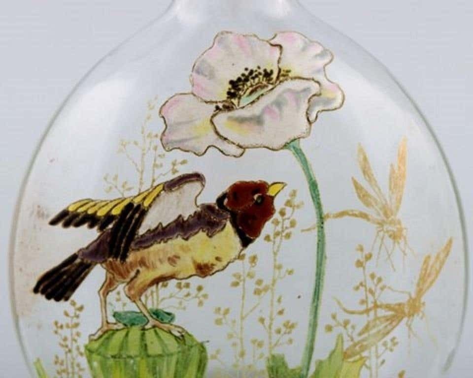 Legras, France. Carafe With Hand Painted Enamel Decoration In Art Glass photo Home Decor