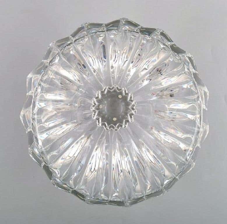 Orrefors, Sweden, Large Modernist Bowl In Clear Art Glass, Stylish Design, 1980s photo Home Decor