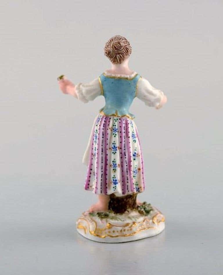 Rare Meissen Miniature Figure After Johann Joachim Kändler, Girl With Flowers photo for sale
