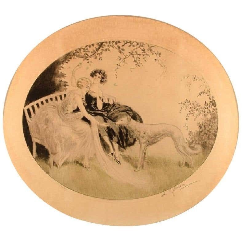 Charles Dana Gibson, American Illustrator, Two Ladies And A Dog
