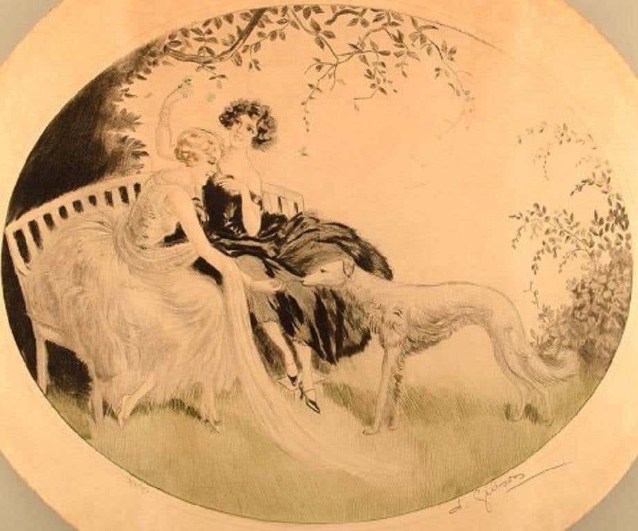 Charles Dana Gibson, American Illustrator, Two Ladies And A Dog photo furniture