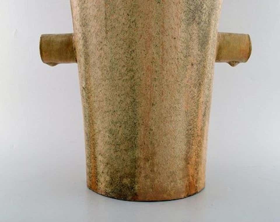 Colossal Arne Bang Unique Vase In Glazed Ceramics, With Rod Of Asclepius photo buy