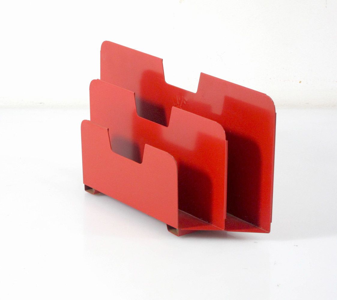 Rode Metalen Enveloppenbak In Industriële Stijl, Jaren 1960 photo Woonaccessoires