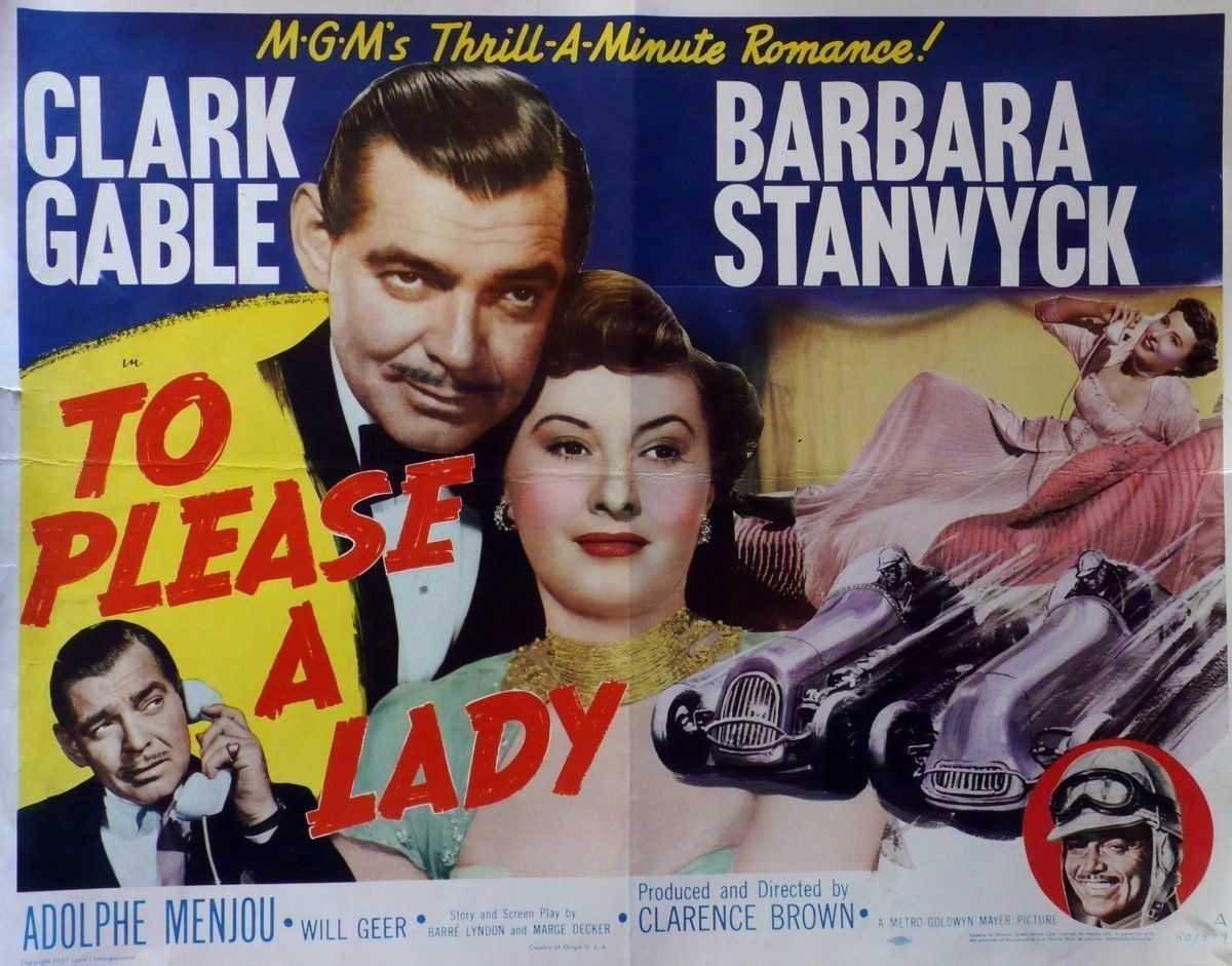 To Please A Lady   Original Us Movie Poster, 1950, Indianapolis