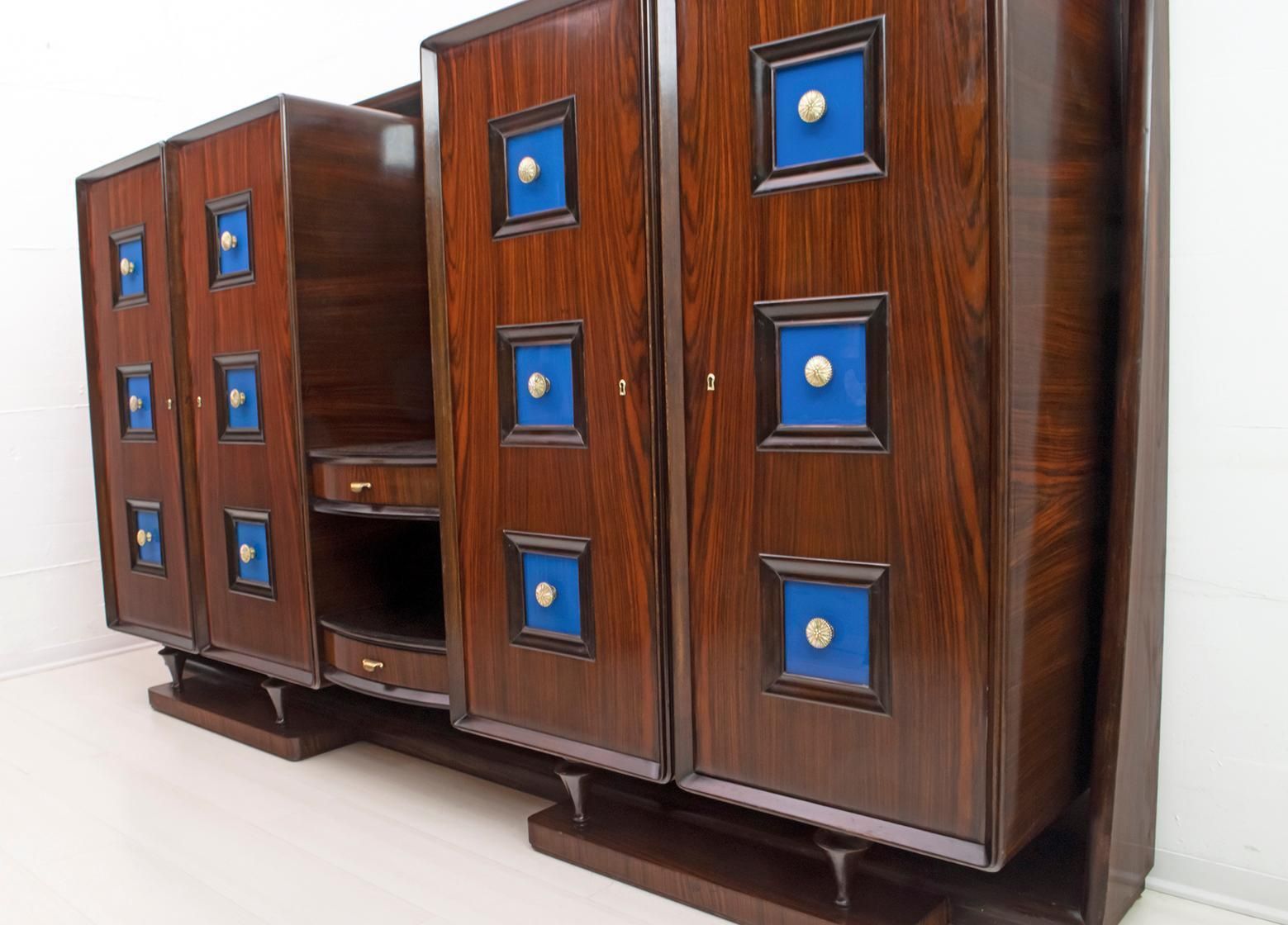 Guglielmo Ulrich Rare Mid Century Modern Italian Walnut Bar Cabinet, 1940s photo vinterior
