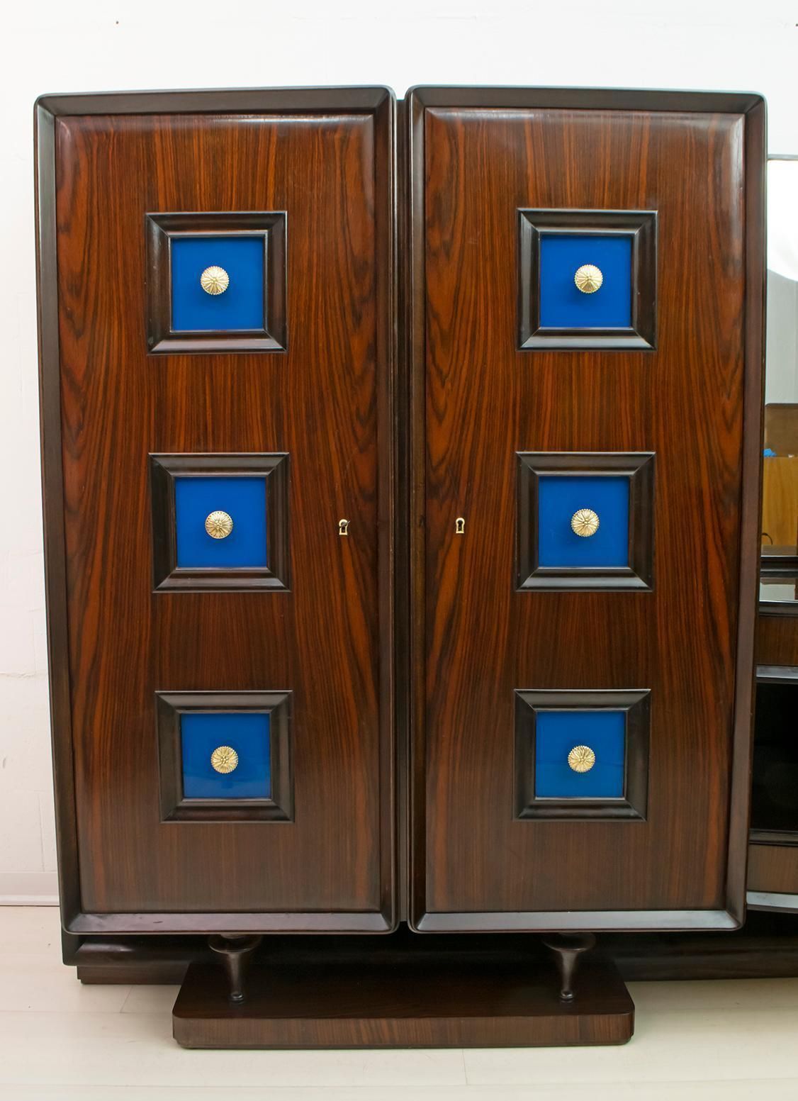 Guglielmo Ulrich Rare Mid Century Modern Italian Walnut Bar Cabinet, 1940s photo vintage