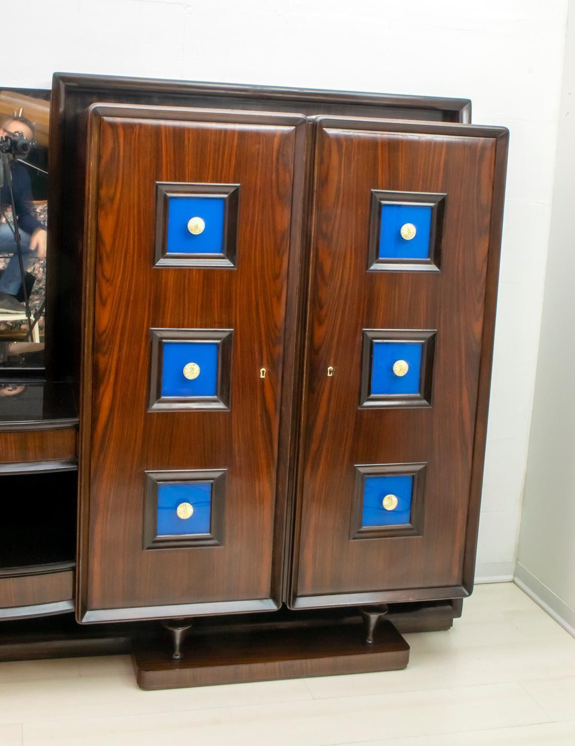 photo vintage Guglielmo Ulrich Rare Mid Century Modern Italian Walnut Bar Cabinet, 1940s
