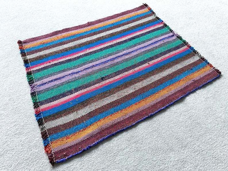 Traditional Turkish Kilim Rug Shabby Vintage Wool Country Home Kelim 95x81 Cm photo Textiles