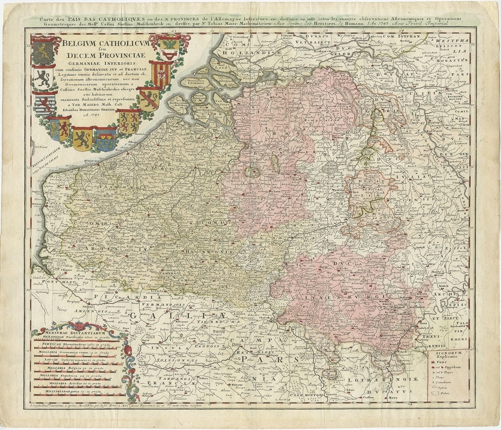 Antique Map Of Belgium And Luxembourg By Homann Heirs (1747)