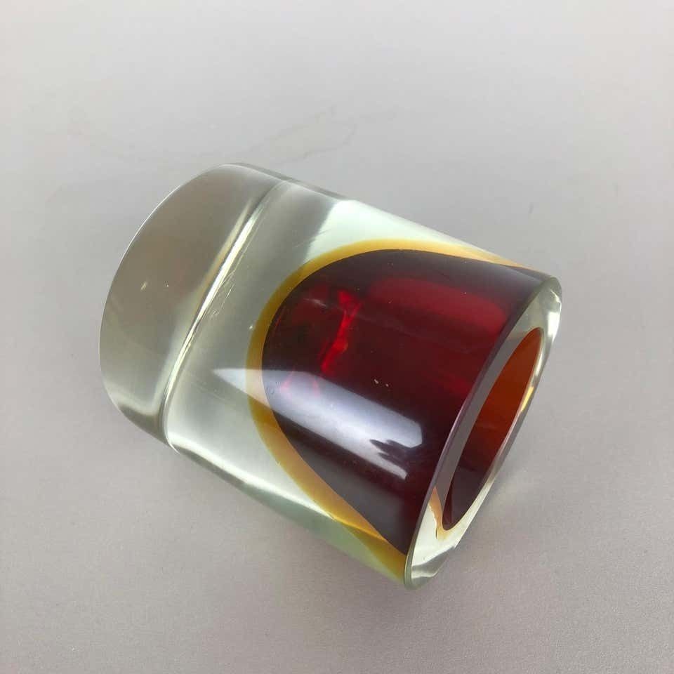 photo vinterior Multi Color Murano Vetri Glass Sommerso Bowl Shell Ashtray Element, Italy, 1970s