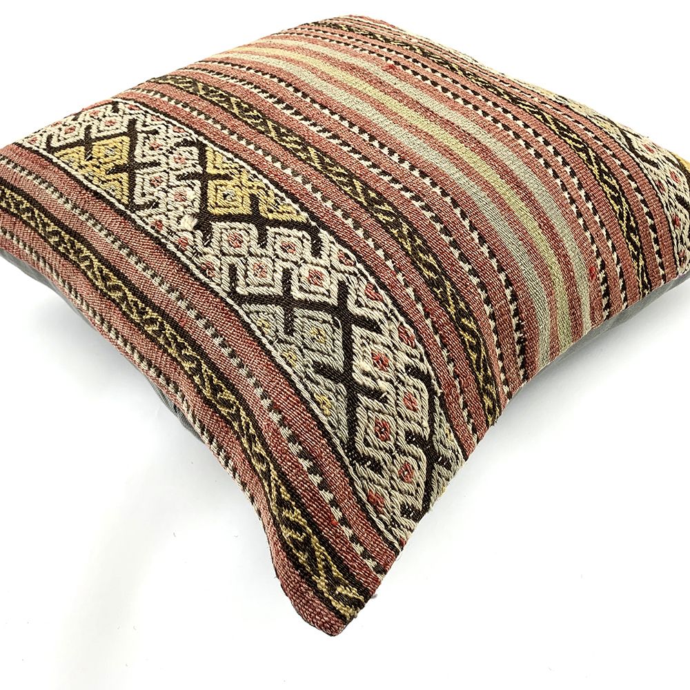 Vintage Turkish Kilim Cushion Cover, 55x55 Cm photo Textiles