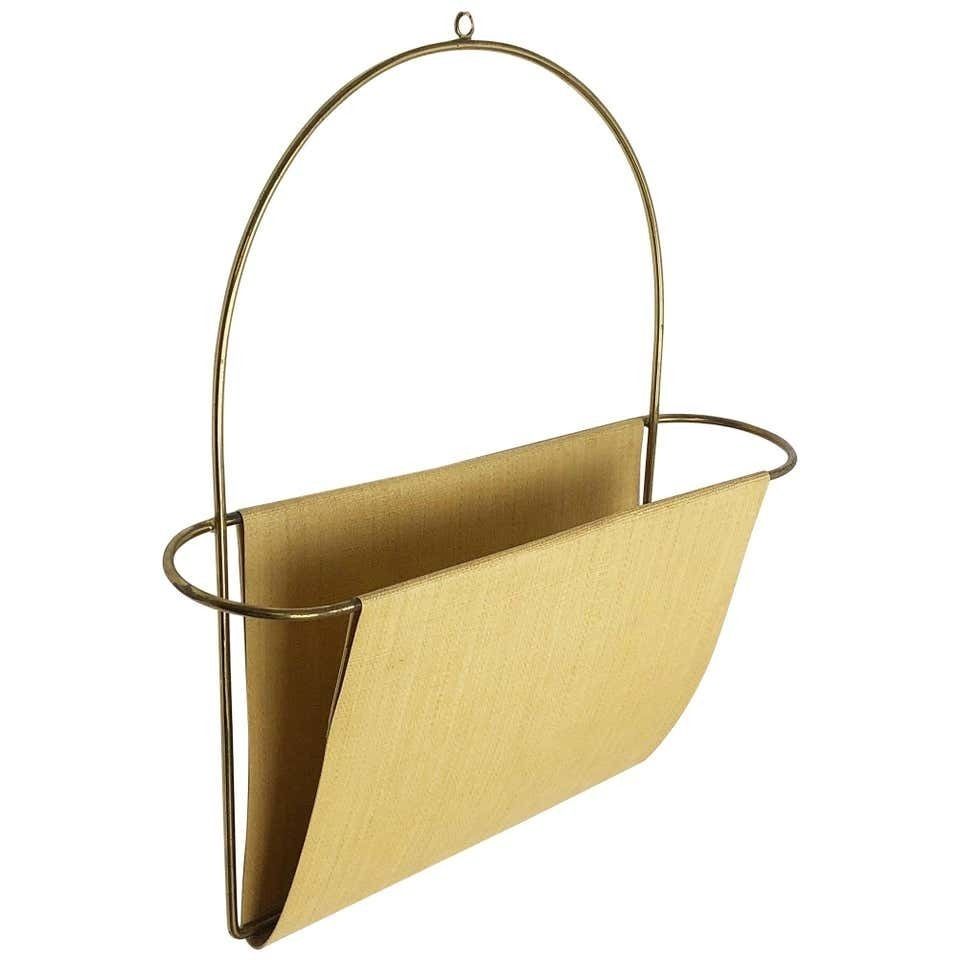Vintage Brass Wall Hanging Magazine Holder