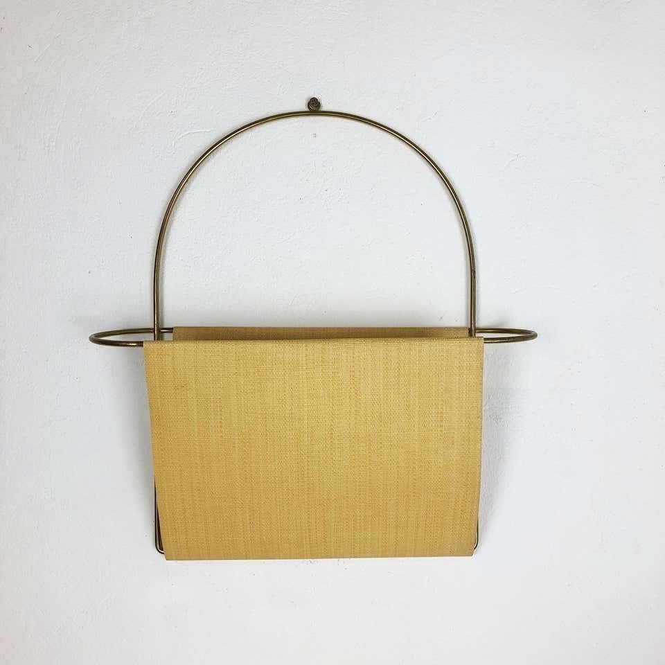 Vintage Brass Wall Hanging Magazine Holder photo furniture