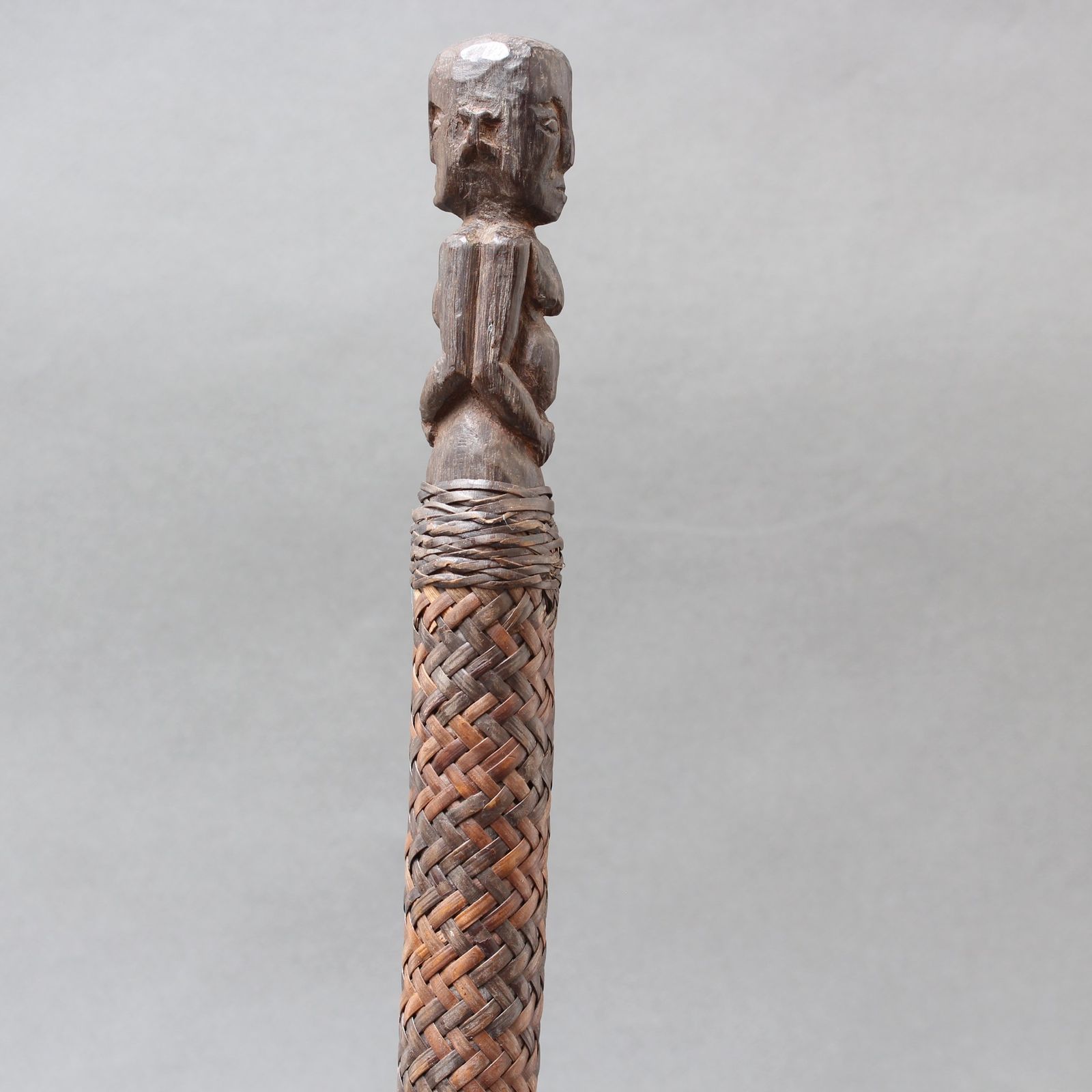 Carved Wooden Ancestor Sculpture With Rattan Body From Borneo (Circa 1960s) photo 325.0