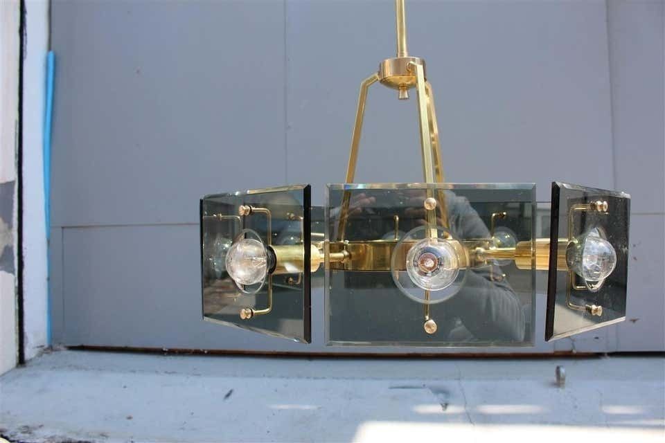 photo vinterior Round Gino Paroldo Midcentury Italian Chandelier Fontana Arte Style 1950s Brass