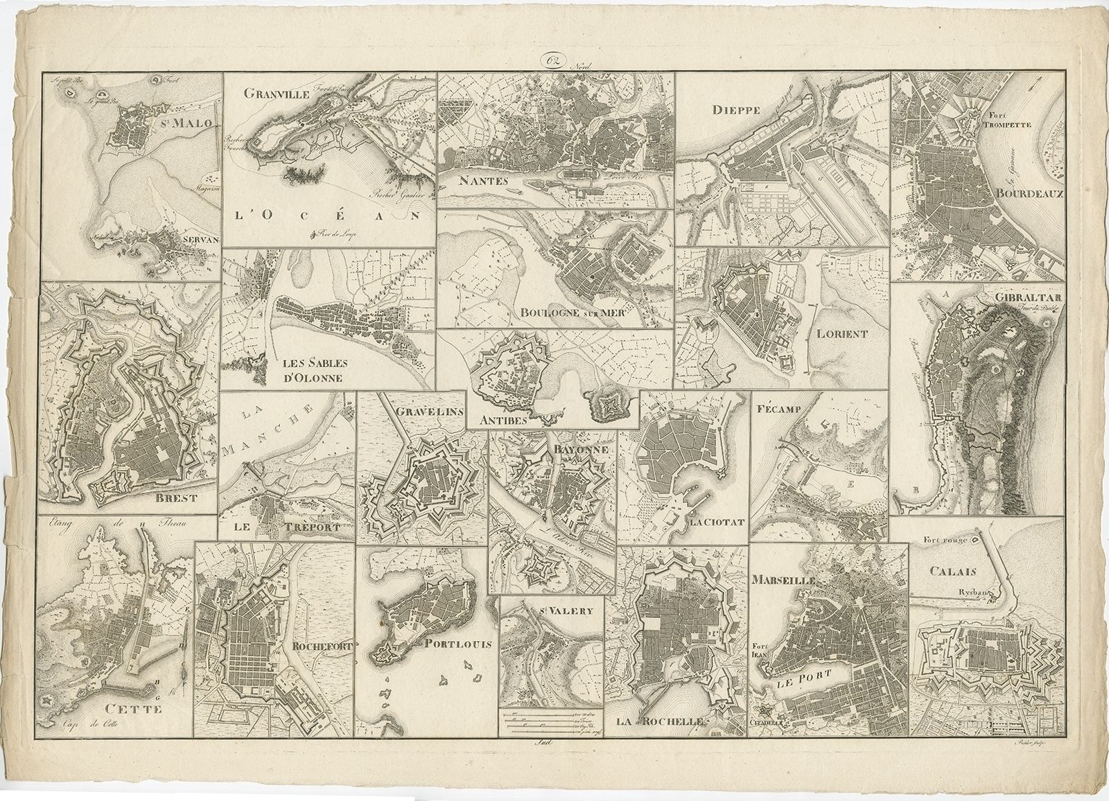 Antique Map Of Various Ports In France By Röder (C.1800)