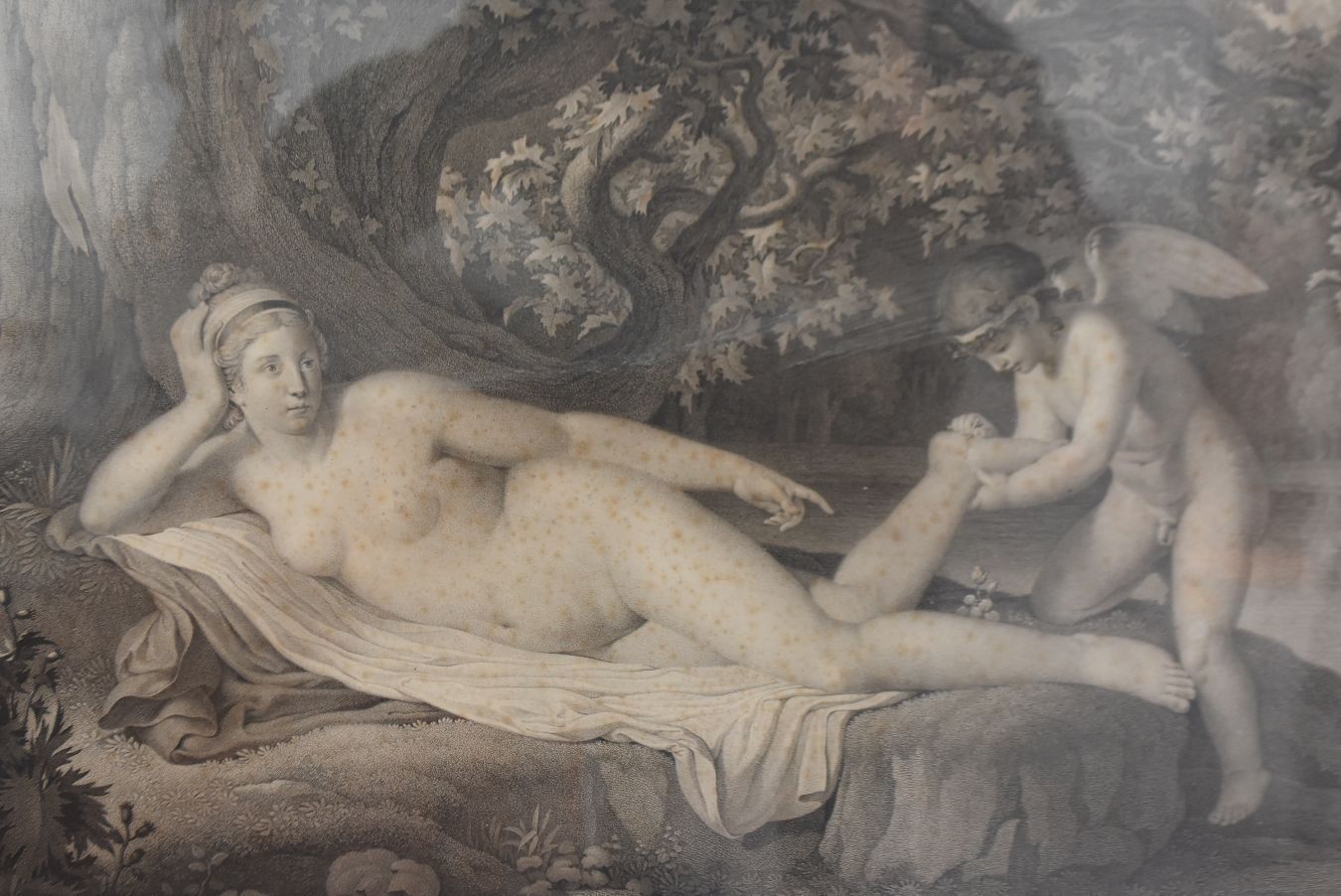 Young Olympia And Cupid Old Engraving Xi Xth Century photo furniture