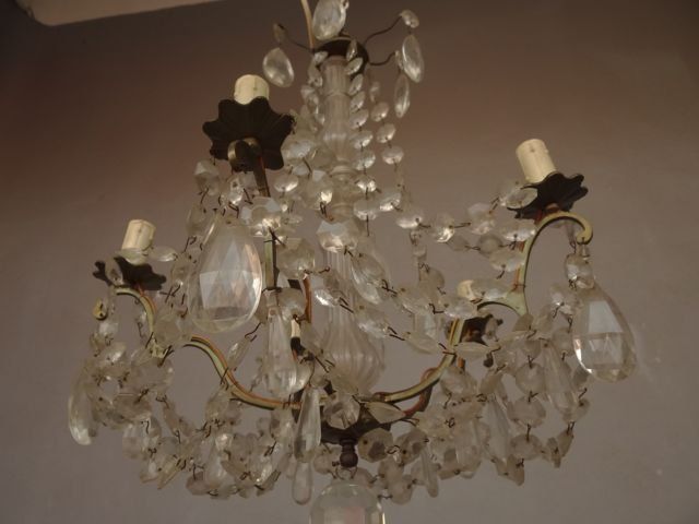 Chandelier With Tassels And Garlands, 6 Lights Circa 1900 photo vintage