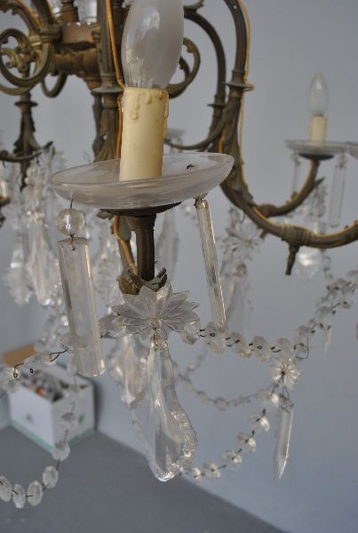 Lighting Chandelier Tassels Of Gilt Bronze Crystal Rockery Style Xi Xth photo