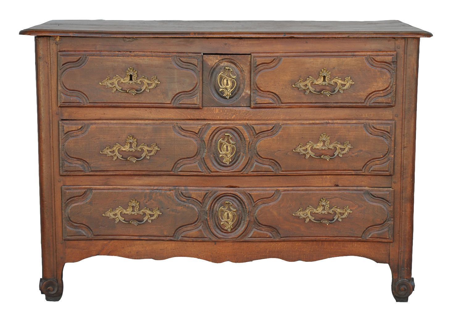 Curved Chest Of Drawers In Beech, 18th Century