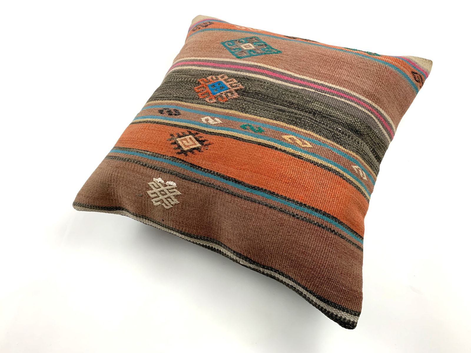 Vintage Turkish Kilim Cushion Cover, 55x55 Cm photo vinterior