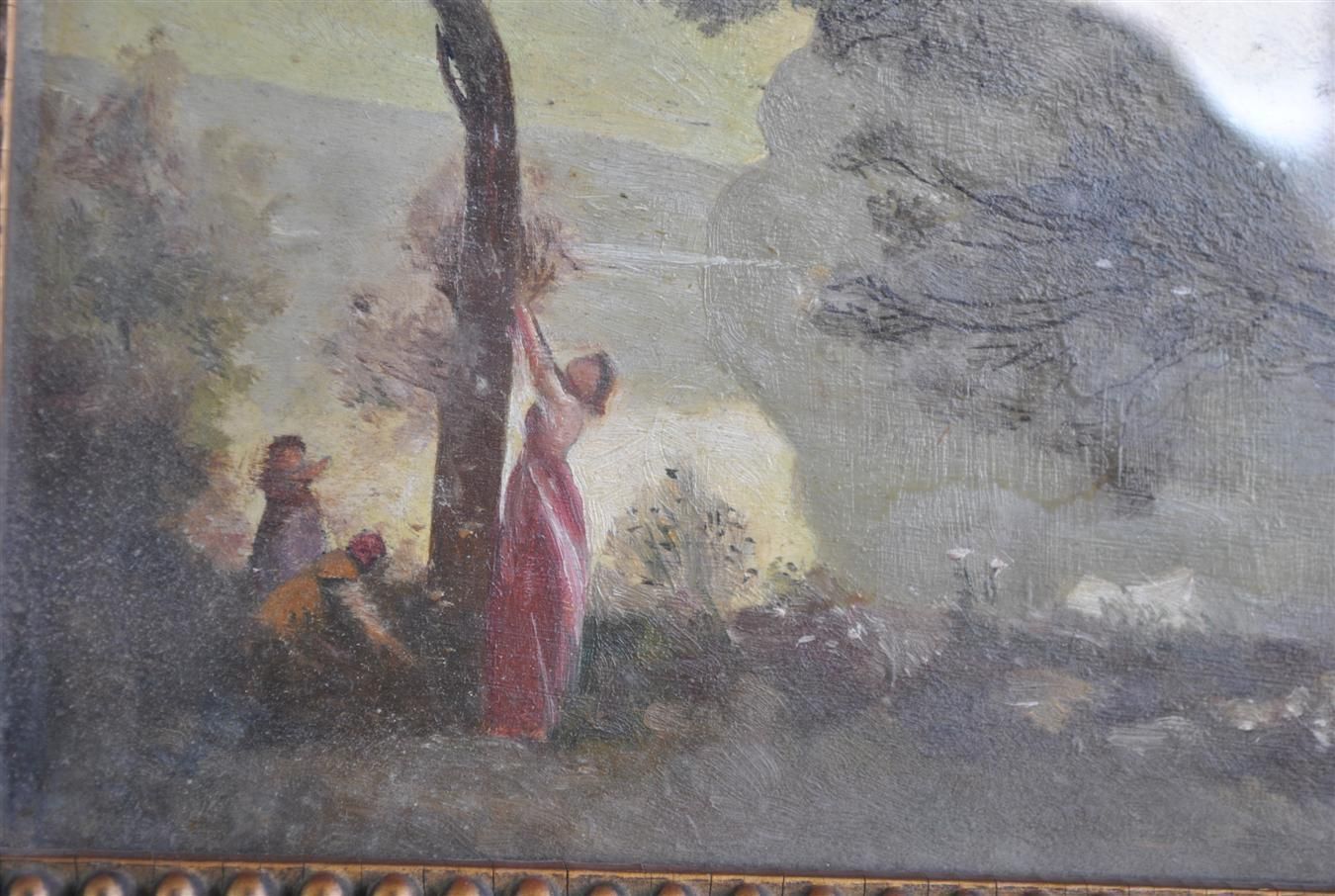 Women At The Edge Of A French School Lake Signed O. Nicomède photo 538.0