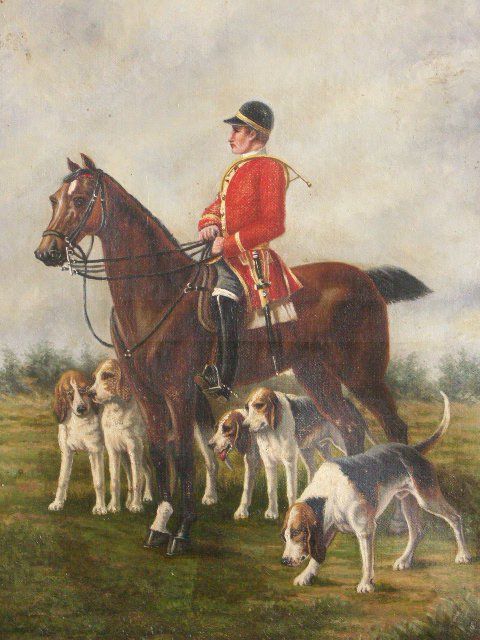 Oil On Canvas Equestrian Theme Xi Xth Unsigned photo furniture