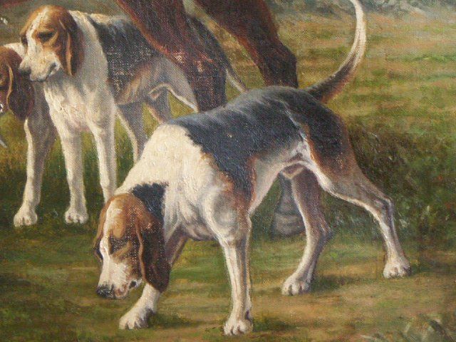 Oil On Canvas Equestrian Theme Xi Xth Unsigned photo vinterior