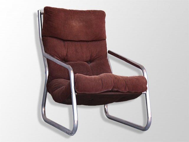 Armchair Tubular Structure Stainless Steel And Velvet