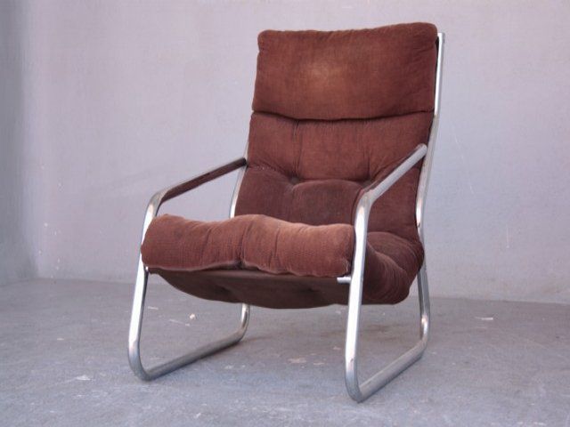 Armchair Tubular Structure Stainless Steel And Velvet photo furniture
