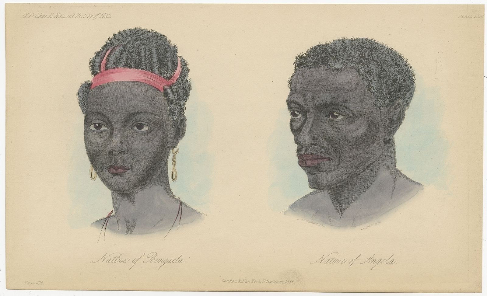 Antique Print Of A Native Of Benguela And Angola By Prichard (1855)