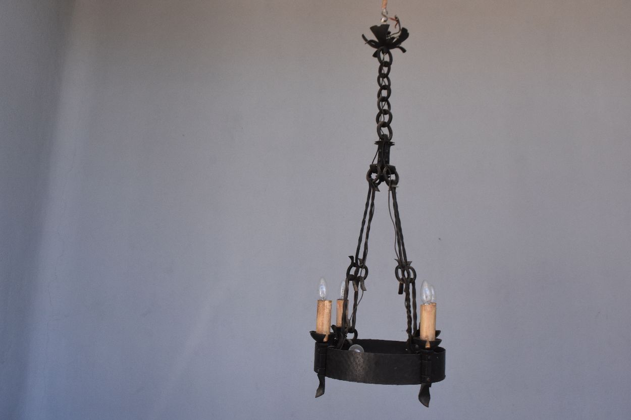 Wrought Iron Chandelier Renaissance Style photo for sale