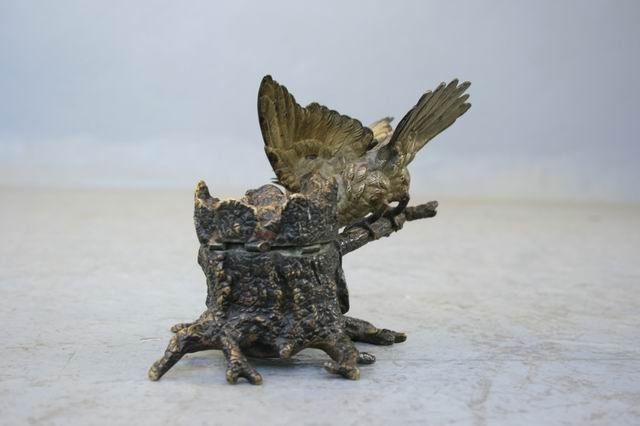 Vienna Bronze Xi Xth Bird Inkwell photo 3312.0