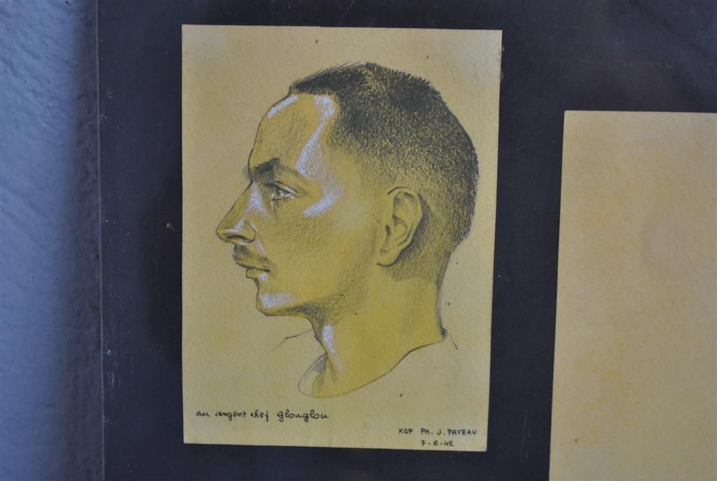 Drawing Of Wwii Prisoner In Charcoal Portrait Signed Paveau photo for sale