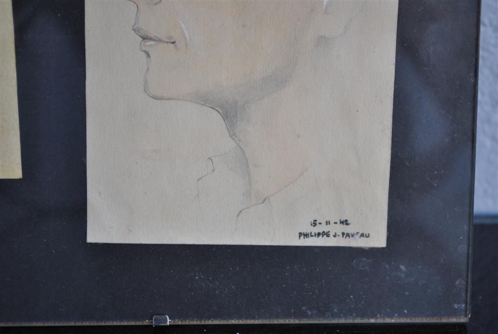 photo furniture Drawing Of Wwii Prisoner In Charcoal Portrait Signed Paveau
