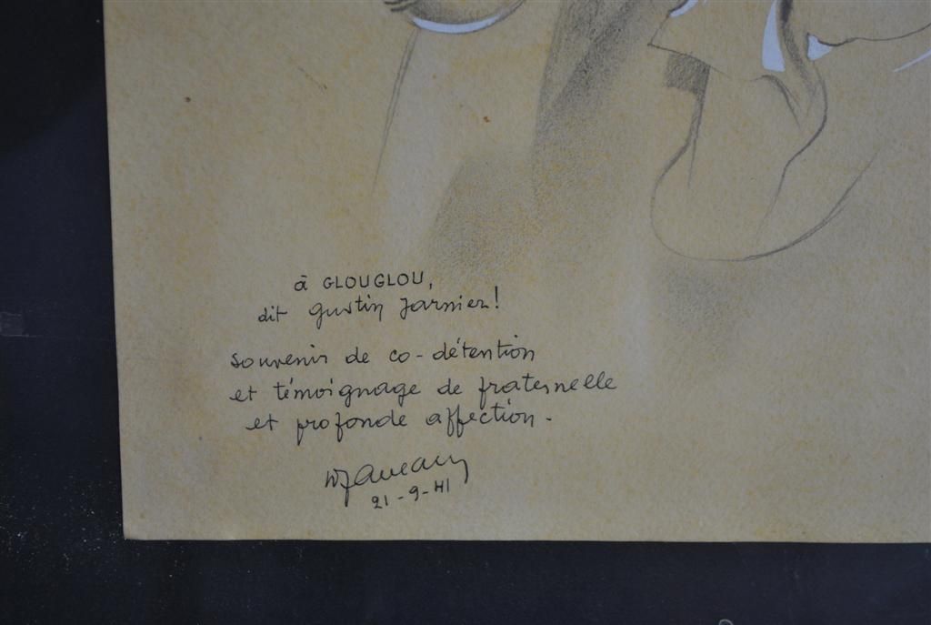 Art Drawing Of Wwii Prisoner In Charcoal Portrait Signed Paveau photo