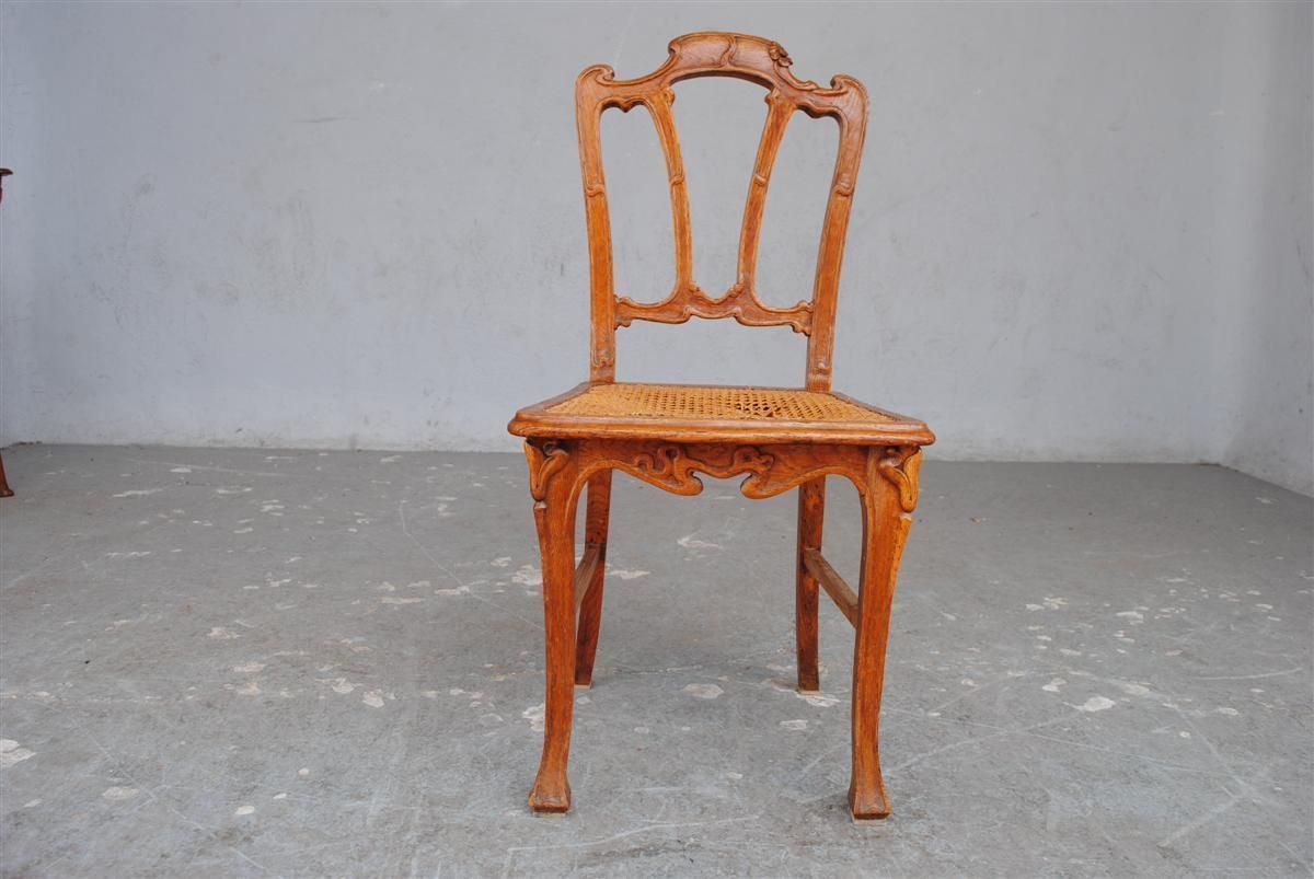 1900 Art Nouveau Living Room In Chestnut Carved With Ivy photo Furniture
